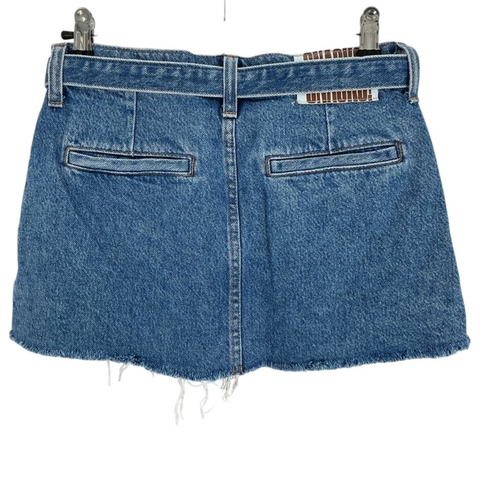 Mother Pleated Blue Nibbler Mini Skirt Size 24 - Picture 3 of 5